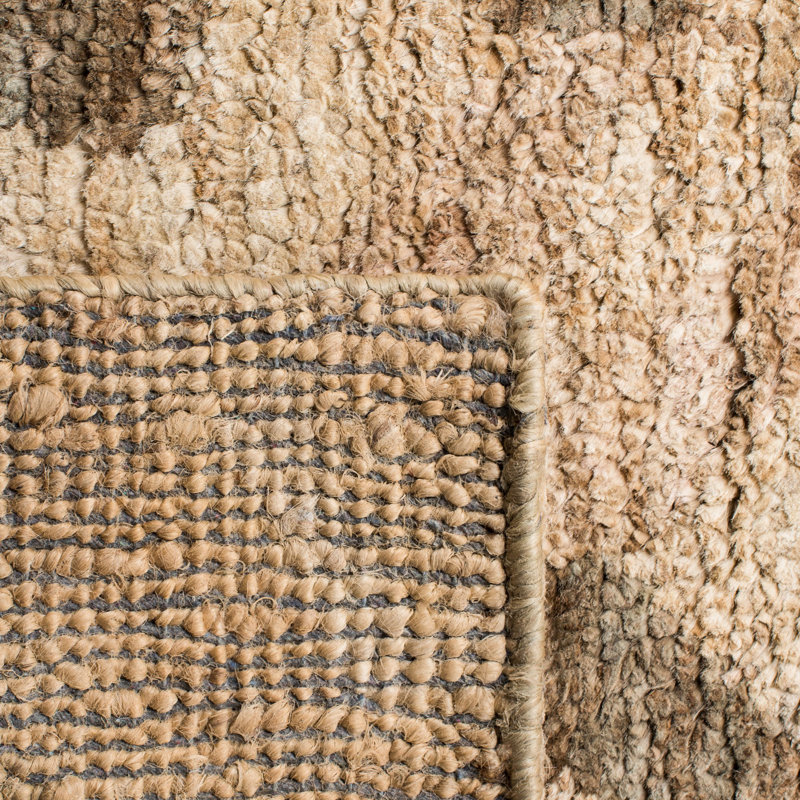Ferrera Contemporary Hand-Knotted Brown Area Rug, Rectangle 5' x 8'