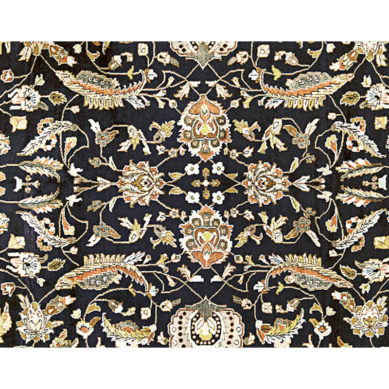 Tapis noir noué à la main de haute qualité