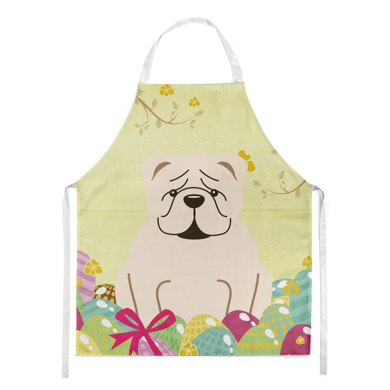 Tablier œufs de pâques, Jaune / crème, Bouledogue anglais