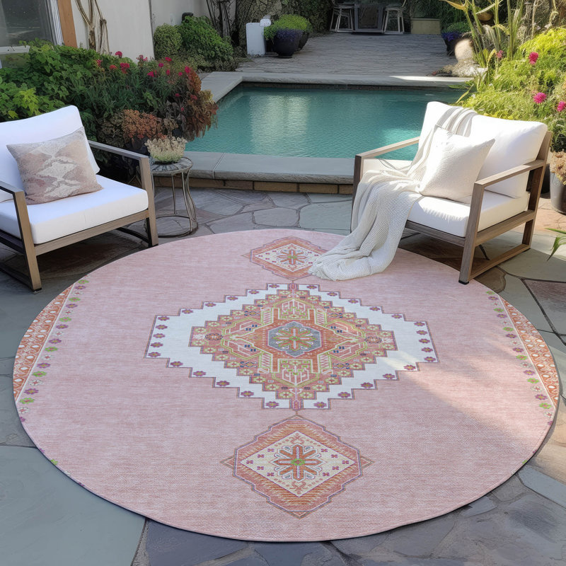 Tapis intérieur / extérieur rose Elira , 2'3" x 7'6"