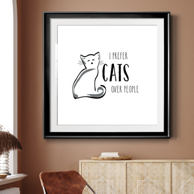 Cats Over People - Matted and Framed Under Acrylic Glass, Large Living Room Wall Art