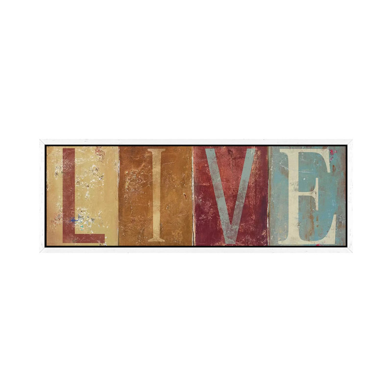 Live by Patricia Pinto - Panoramic Print on Canvas, White Framed, 30.48 cm H x 91.44 cm W