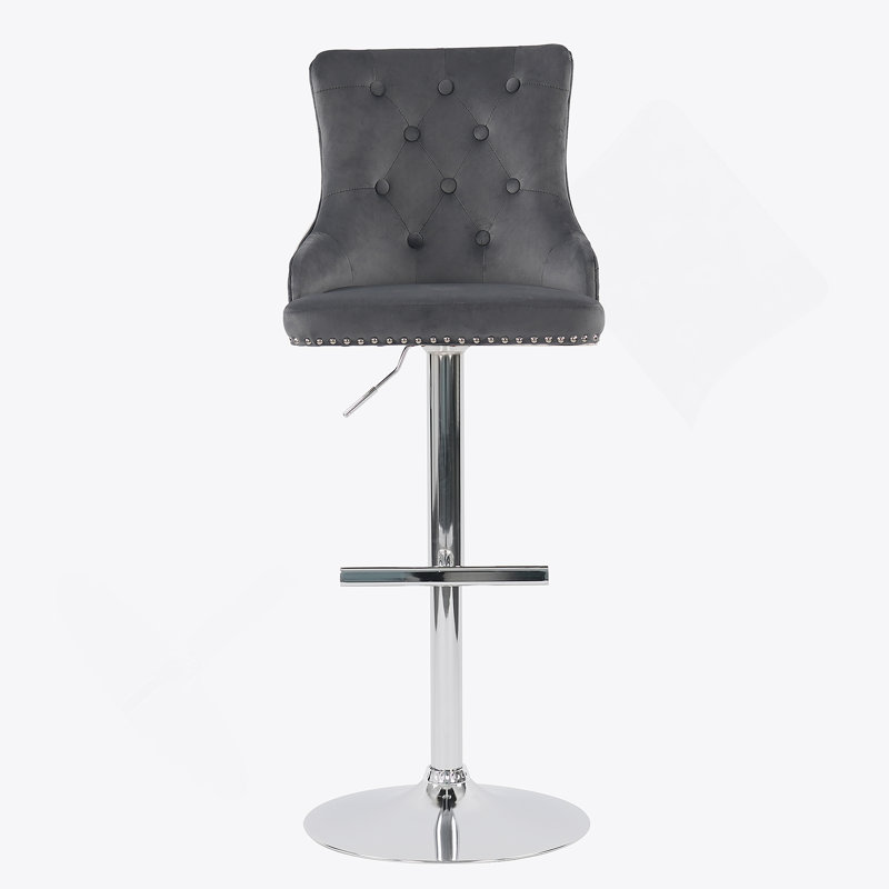 Ensemble de tabourets de bar 1 pièce Hengming, 1, Siège gris / structure chromée