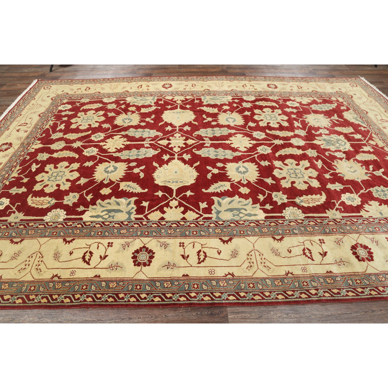Tapis de la surface en laine rouge/bourgogne 8 pi 8 po x 13 pi 7 po one-of-kind main-noué la new age Batson