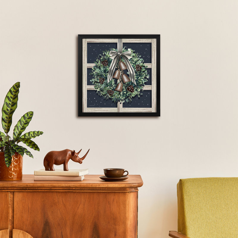 Couronne de Jingle Bells - reproduction d'art murale - affiche de galerie, H 16 po x l 16 po