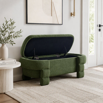 Chenille Upholstered Bench