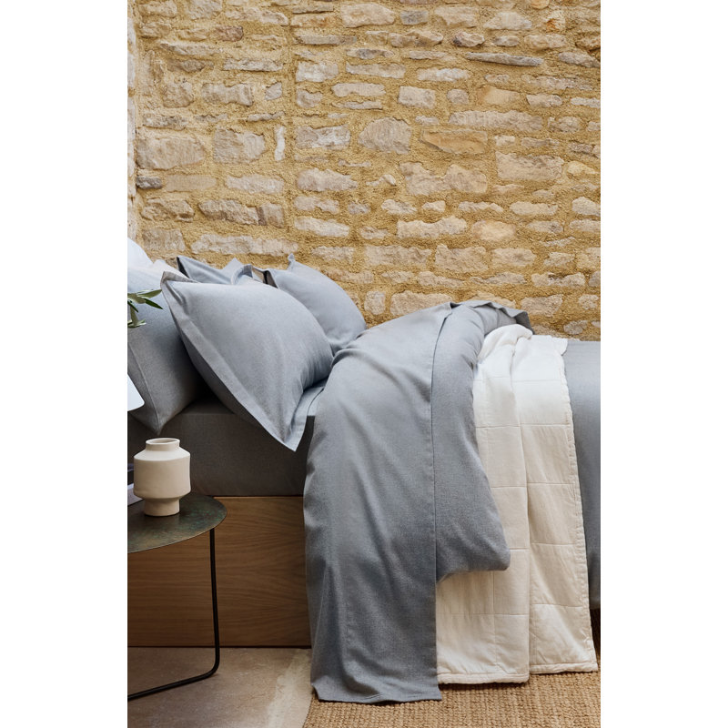Flannel Marl Duvet Cover Set, Queen Duvet Cover + 2 Standard Pillowcases, Silver