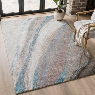 Premium Machine Washable Mayfield AMF2036 Swirls Rug