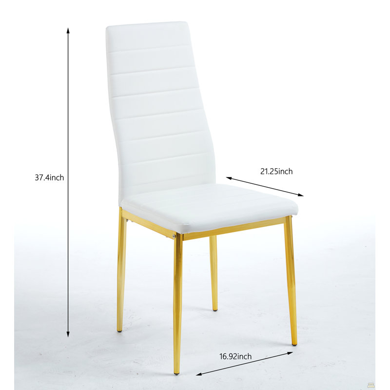 Ensemble de 4 chaises, pieds de couleur dorée, siège blanc, Blanc
