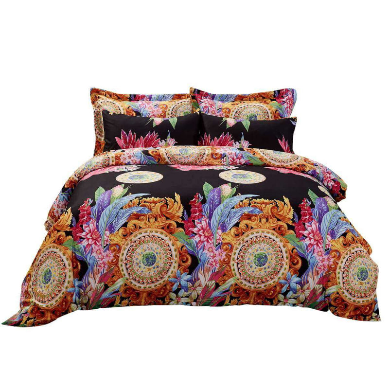  Ensemble de housse de couette réversible Floral Bedding, Housse de couette pour grand lit et 5 pièces supp