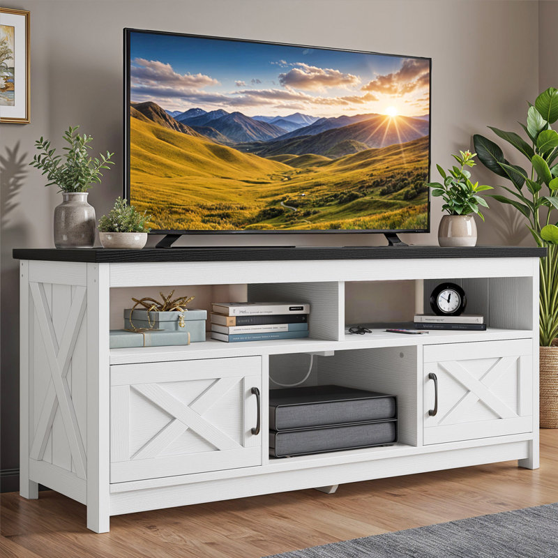  Meuble télé, centre multimédia, buffet multifonctionnel avec prise de courant Leighia, H 25,8 po x l 59 po x P 15,7 po
