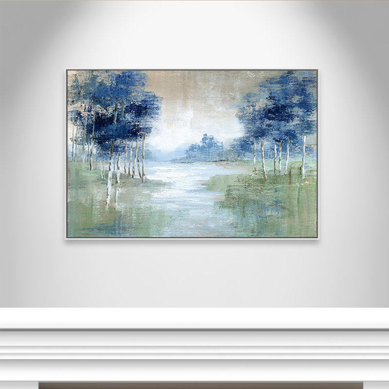 Birch River, impression sur toile encadrée par Nan, H 41,5 po x l 61,5 po x P 2 po, Blanc