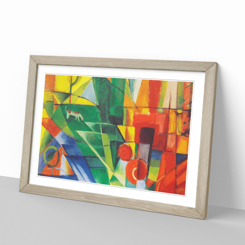 Landscape with Animals by Franz Marc - Picture Frame Painting, 27cm H x 36cm W x 2cm D, Oak Framed