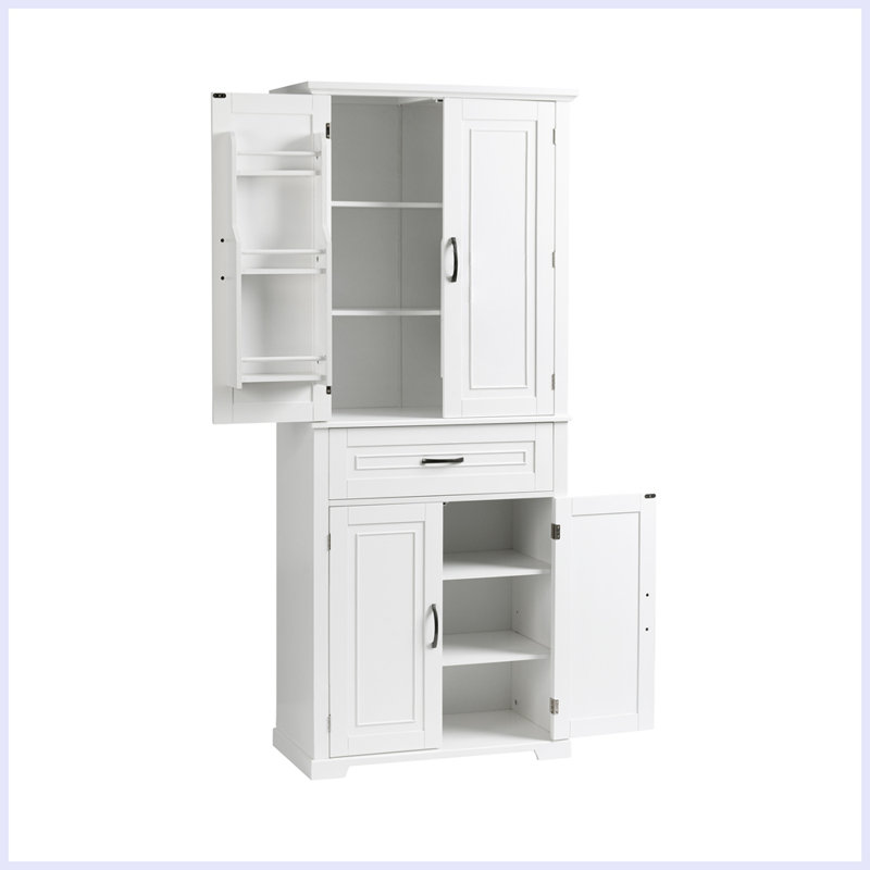 Armoire de rangement pour salle de bain avec tiroir et tablette réglable, Gris, H 72,03 po x l 29,93 po x P 15,67 po