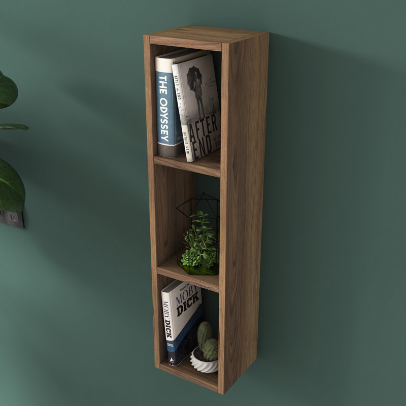 Modern Wall Shelf, Walnut Color, 8.7 x 35.4 x 7.3 Inches | 100% Melamine Coated Particle Board, Shelf Height: 11.1 Inches | Wall-Mounted Design, Stylish & Functional for Home or Office, Space-Saving Solution