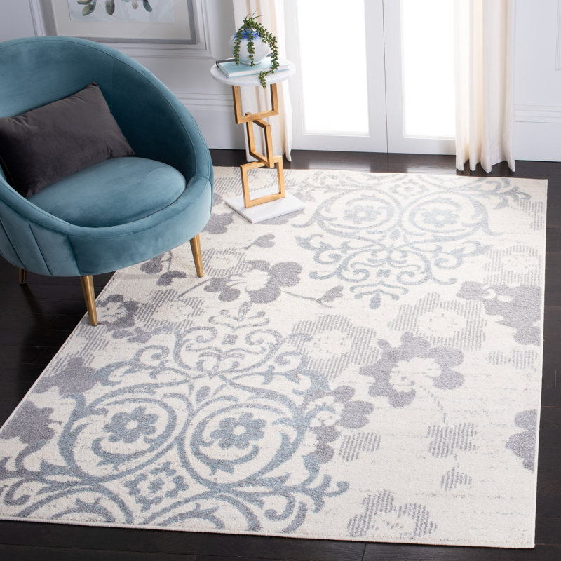 Samsel Performance Floral Rug, Rectangle 6' x 9'