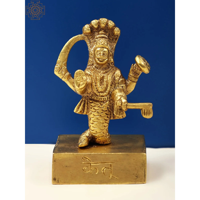 Statue de 4 po Ketu en laiton fabriquée à la main - Idole indou en alliage durable | Artisanat complexe pour la décoration spirituelle
