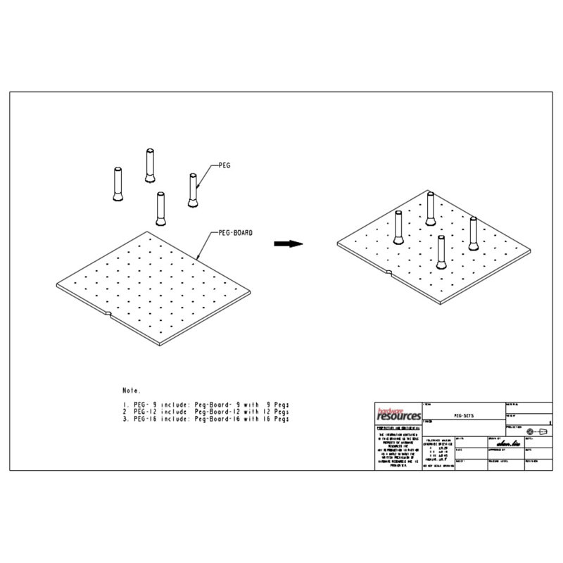 Peg Board Drawer Insert with 16 Pegs