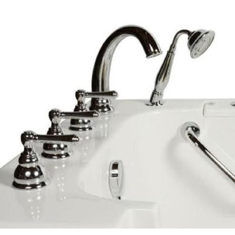 Baignoire de trempage de 52 po x 32 po en fibre de verre avec robinet, Blanc, Gauche