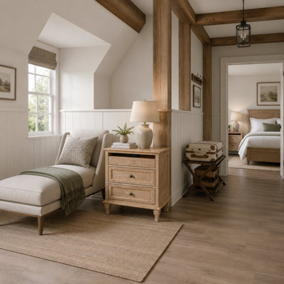 Table de chevet de ferme 28 po avec station de charge, table de bout en bois à 3 tiroirs avec ports USB / Type-C pour la chambre à coucher et le salon