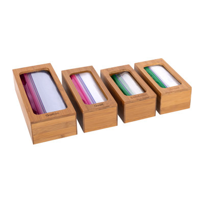 Distributeur de sacs de rangement en bambou Ziplock (ensemble de 4)