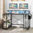 48" L-Shaped Gaming Desk with LED Lights & Power Outlets Storage Shelves Black-320460280