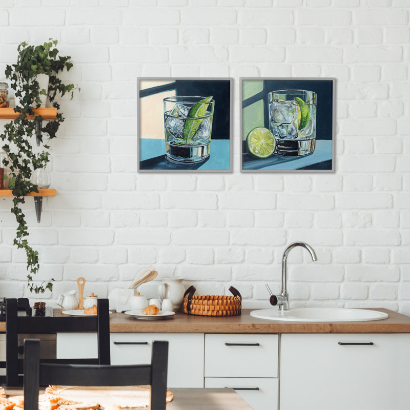 Ensemble de giclées encadrées, 2 pièces, par Kate Jarvik Birch, H 12 po x l 12 po, Estampe numérique Farmhouse