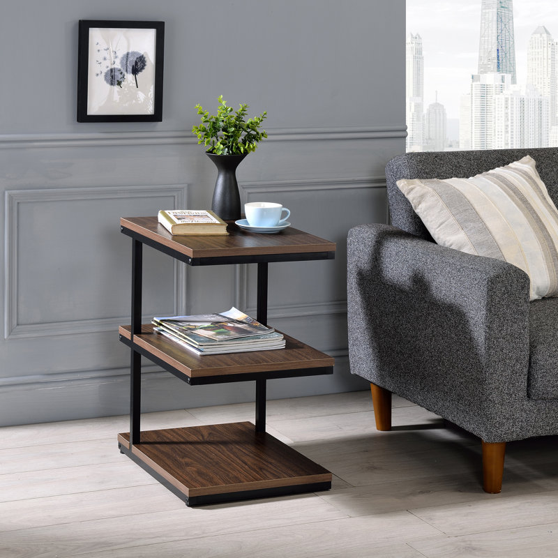 Table de bout avec rangement Frame, Noyer