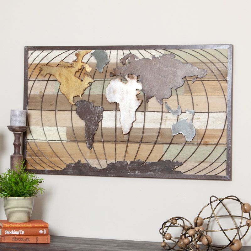 Marco Shiplap Wood World Map Wall Décor
