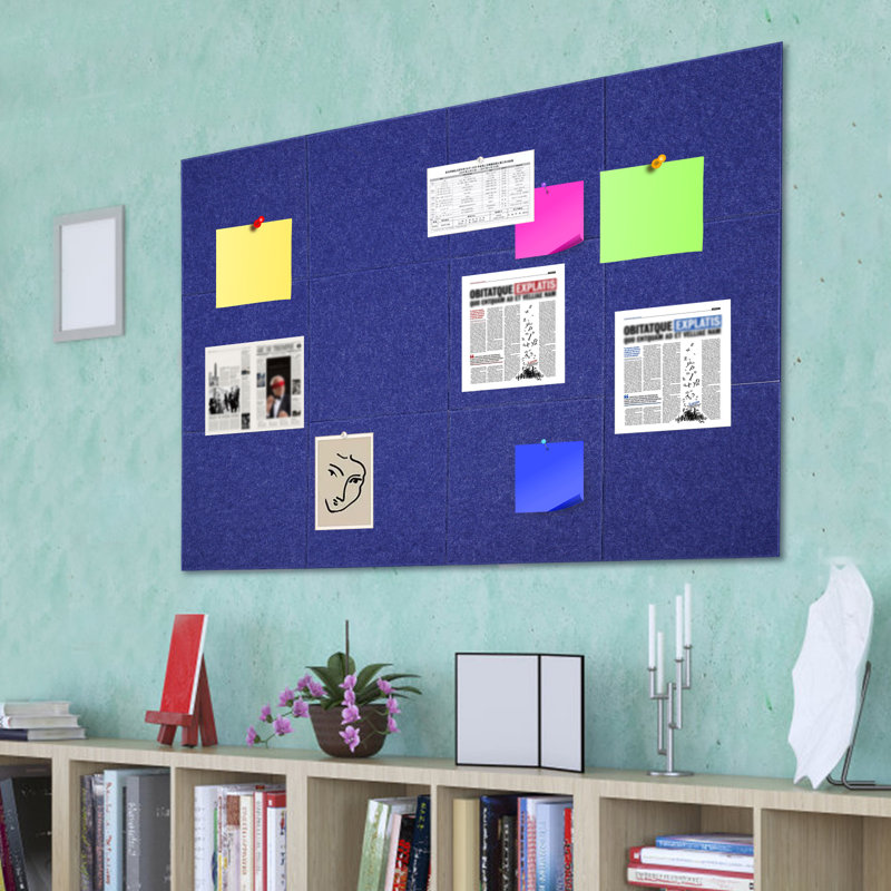 Tableaux d'affichage mural en liège de bureau avec liège 12 pièces, Bleu
