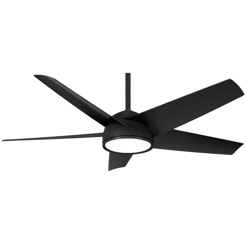 58'' 5 - Blade Outdoor LED Smart Standard Ceiling Fan with Remote Control and Light Kit Included, Silver