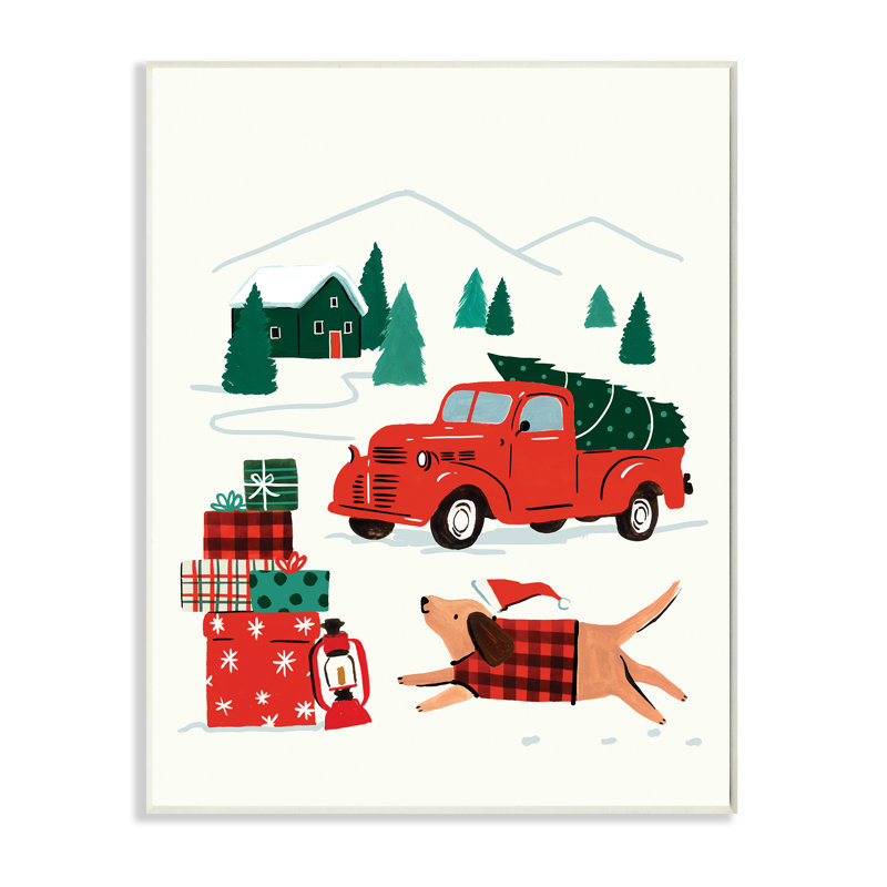 Chapeau de chien rétro Christmas Cottage, H 19 po x l 13 po, Plaque murale