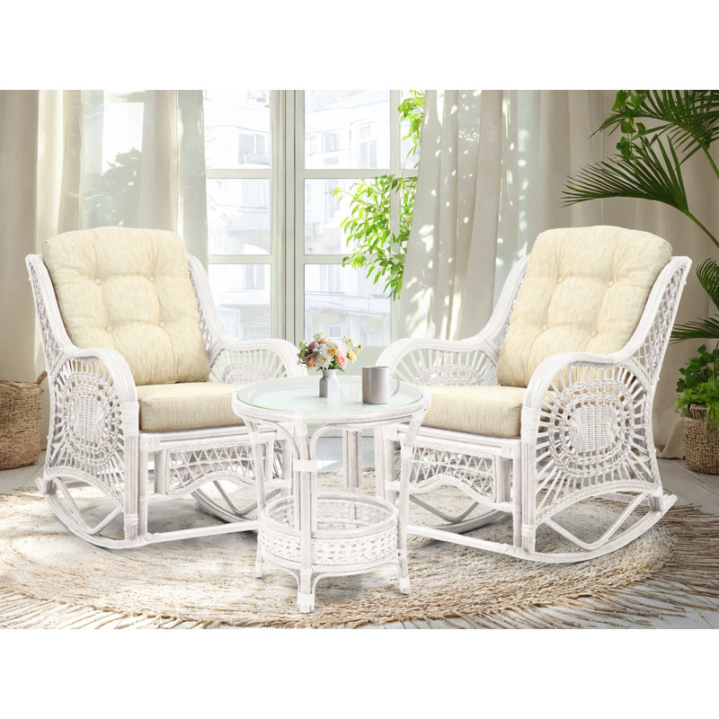 Chaise berçante Malibu, Crème, Blanc