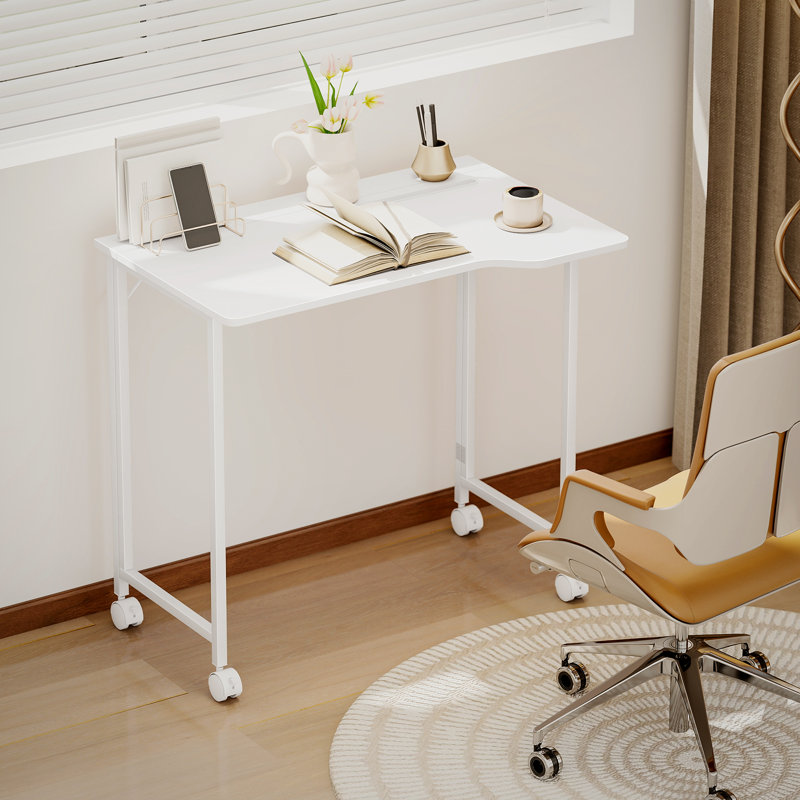 Metal Base Writing Desk, White/White