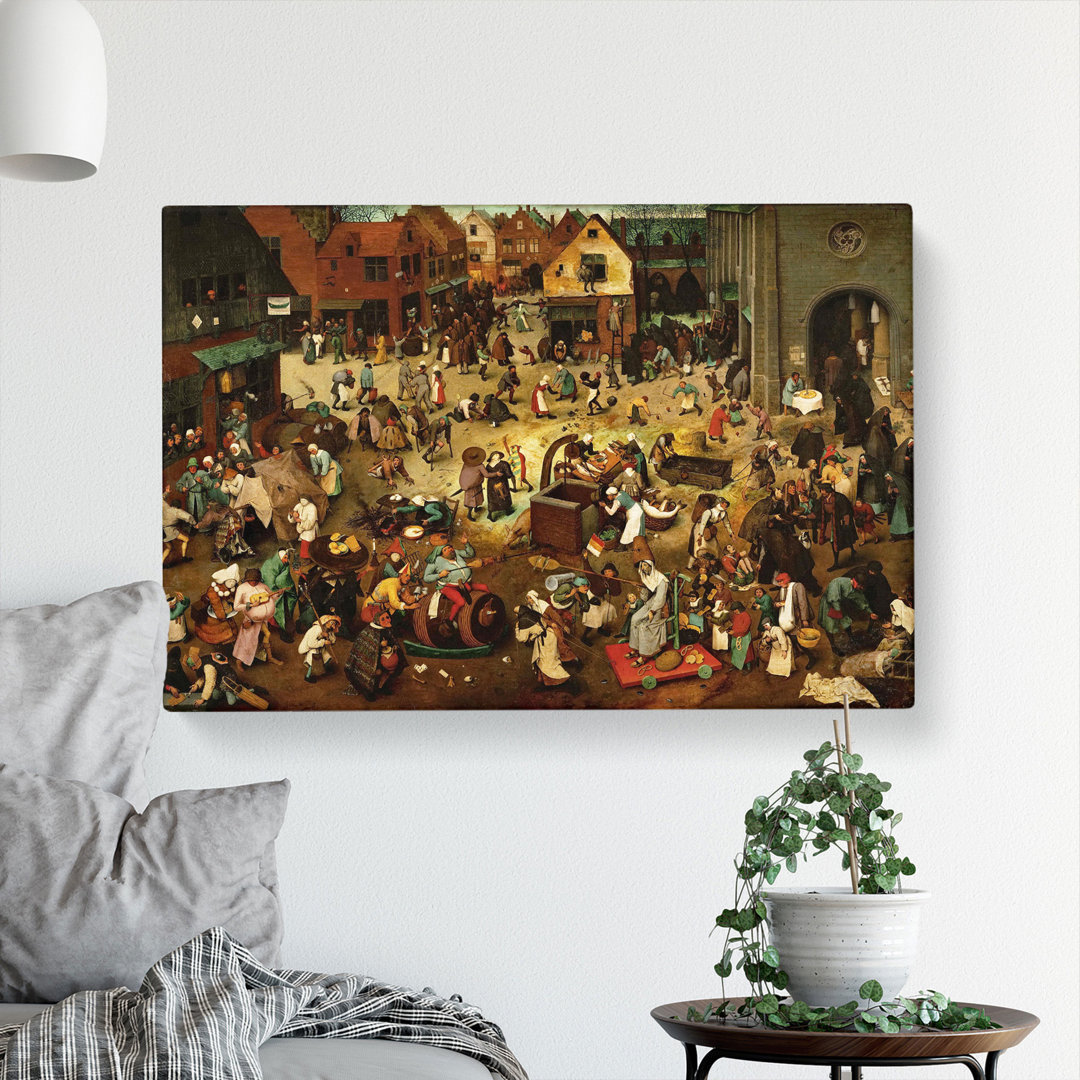 The Fight Between Carnival And Lent by Pieter Bruegel The Elder - Wrapped Canvas