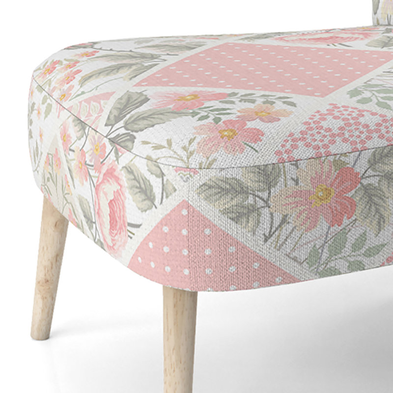 Chaise d'appoint rembourrée Pink Roses Patchwork