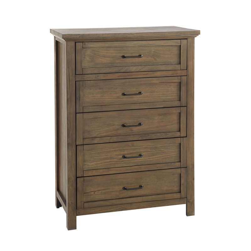Commode 5 tiroirs Aceline, Brun récolte
