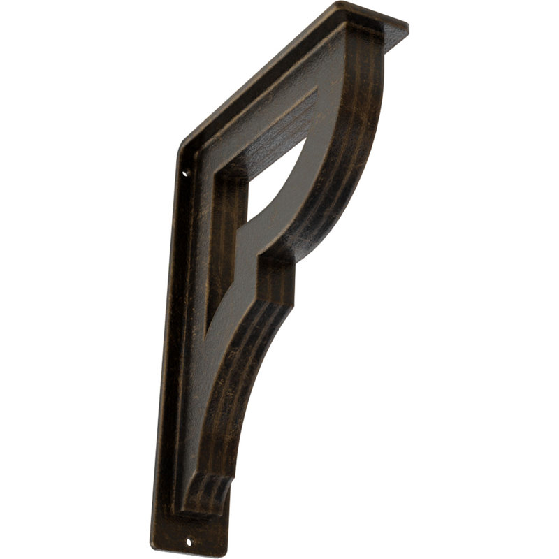 Support en fer forgé Bradford, Laiton antique, H 10 po x l 2 po x P 7,5 po