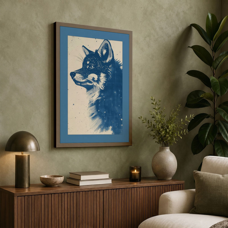 Splintered Fox Modern - Wrapped Canvas, 24x16 - 61.0 x 40.6 cm, Teal Border