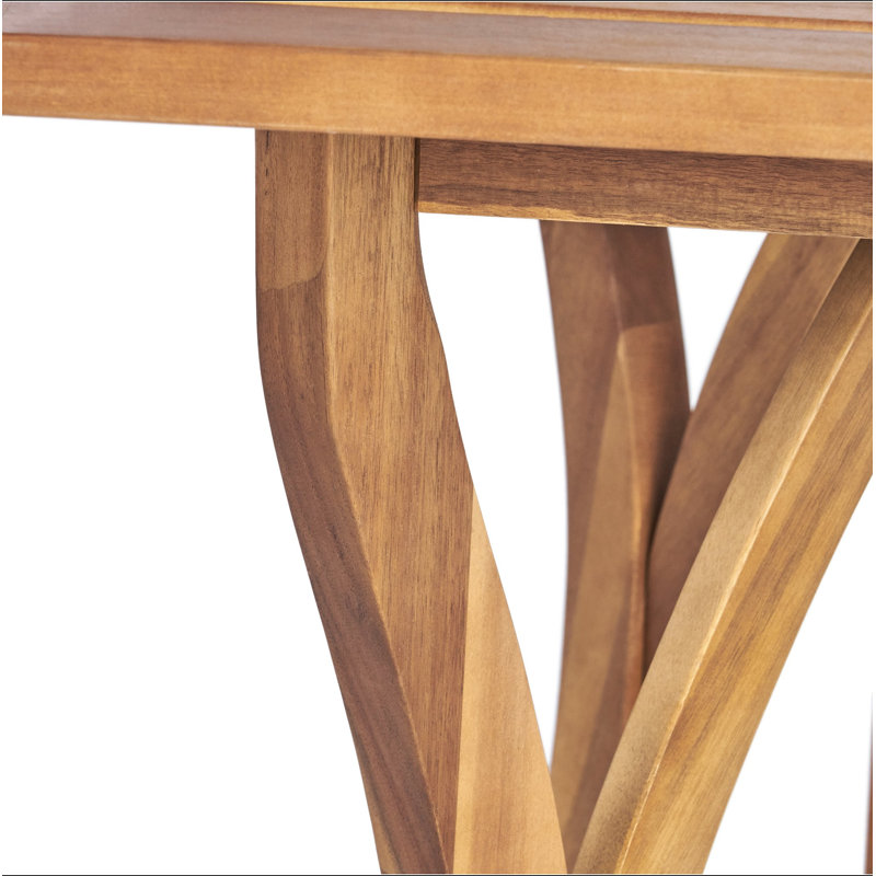 Table de salle à manger d'extérieur rectangulaire en bois massif 59 pouces, finition teck