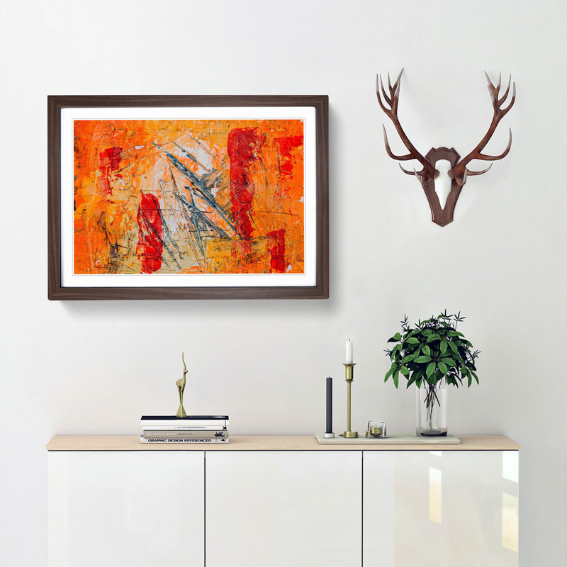 Abstract Art Painting Vol.297 by S.Johnson - Picture Frame Painting Print, 62cm H x 87cm W x 2cm D, Walnut Framed