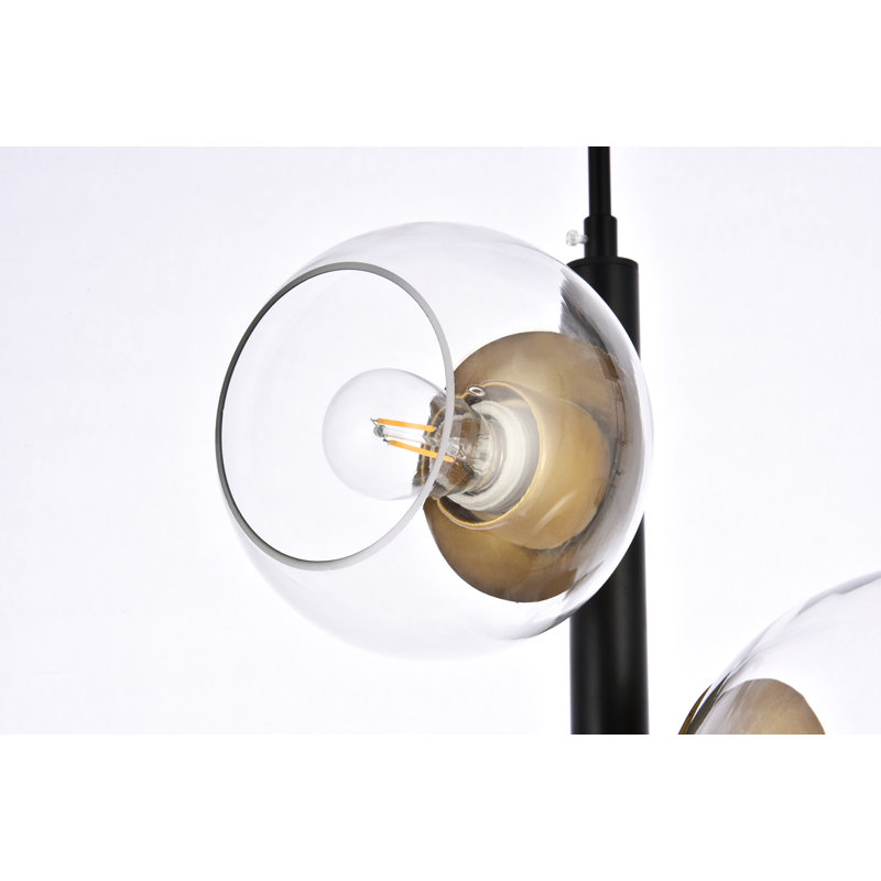 Lustre gradué à 4 lumières Fredra, Black/Brass/Clear