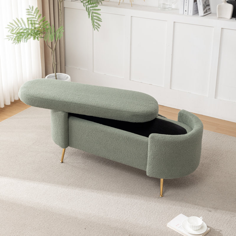 Banc de rangement rembourré Kaycey, Vert