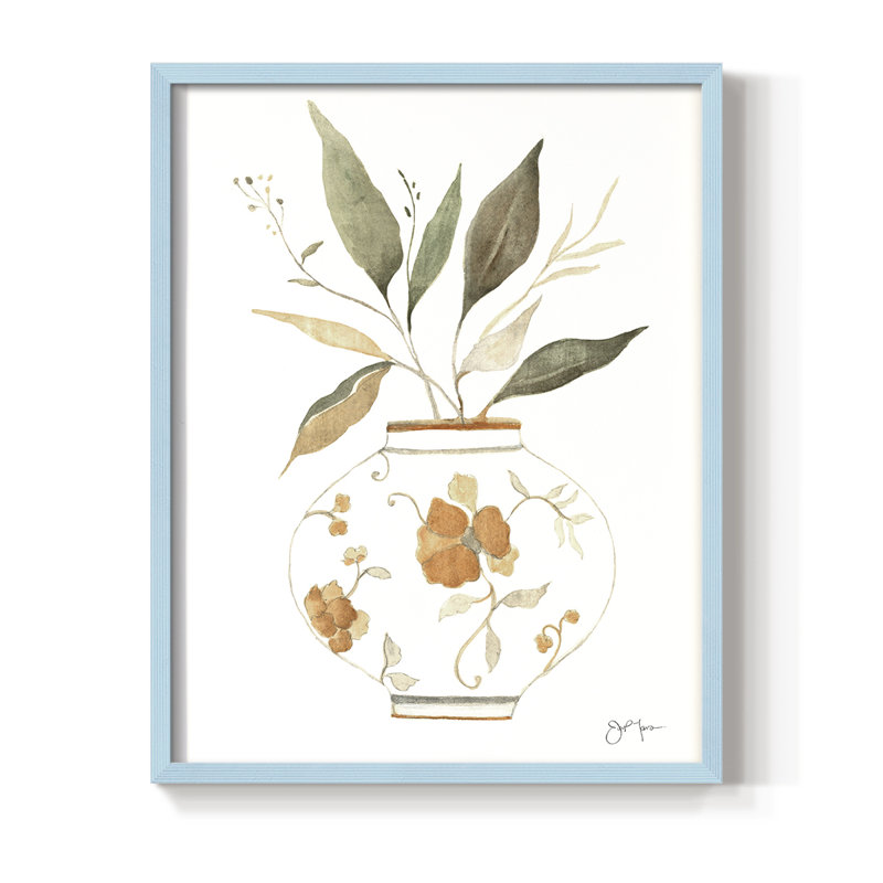 «Neutral Floral II», reproduction encadrée - bois massif, H 21 po x l 17 po, Bleu