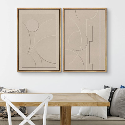 Geometric Polygon Collage Abstract Minimalist Artwork Boho Wall Décor - No Texture Canvas Print