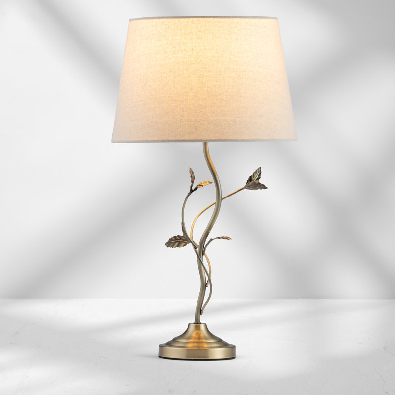 Antique Metal Leaf 59cm Table Lamp, Beige;Cream