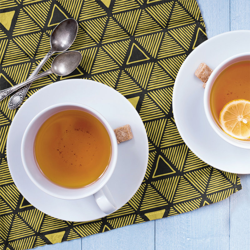 Jordao Tea Towel Kitchen Towel, Black/Yellow, Poly Twill