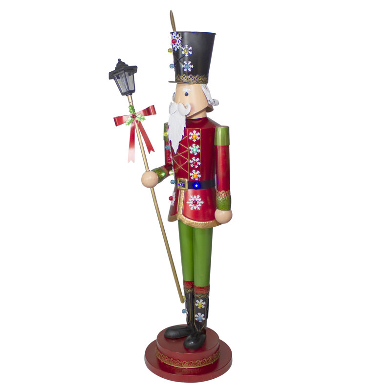 Décoration de Noël 52 po rouge et vert avec casse-noisette lumineux et lanterne