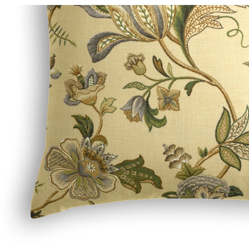 Fleur De Leaf Linen Square Pillow Cover & Insert, Pink, 22" x 22"