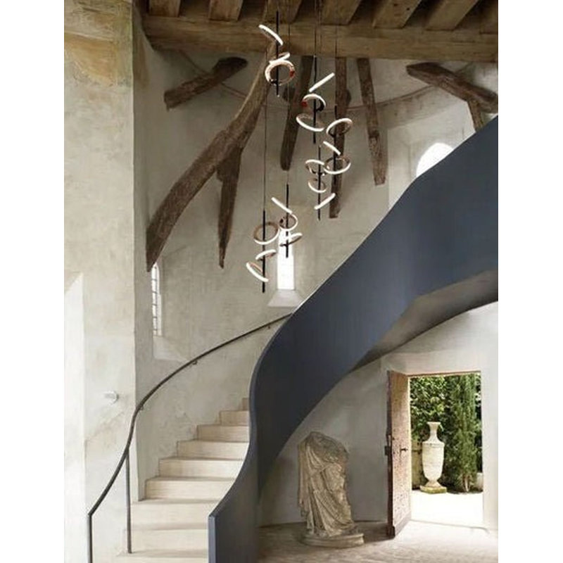 Lustre géométrique à DEL 10 lumières Aarylan, Noir / Cuivre, H 120 po x l 23 po x P 23 po